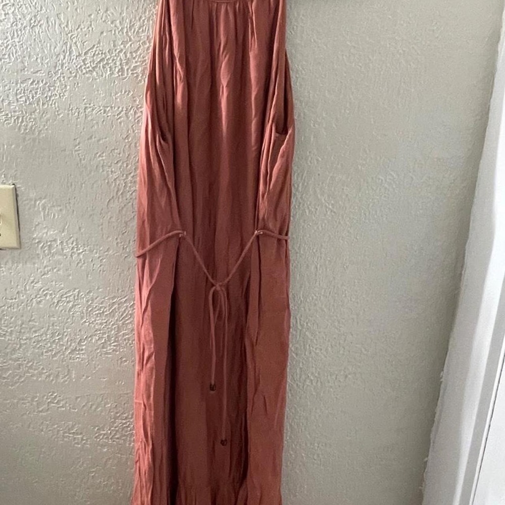 Y2K NAIF Women's Dessert Orange Summer Maxi dress w/tie front
